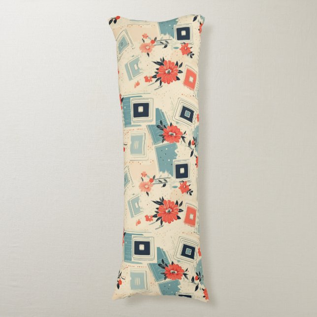 Vintage Floral & Camera Pattern (3) Body Pillow (Front Vertical)