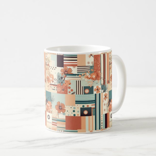 Vintage Floral & Camera Pattern (4) Coffee Mug (Front Right)