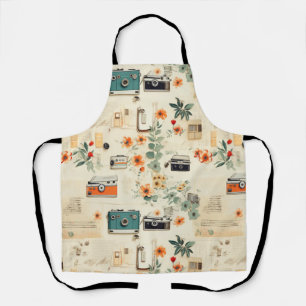 Vintage Floral & Camera Pattern (6) Apron