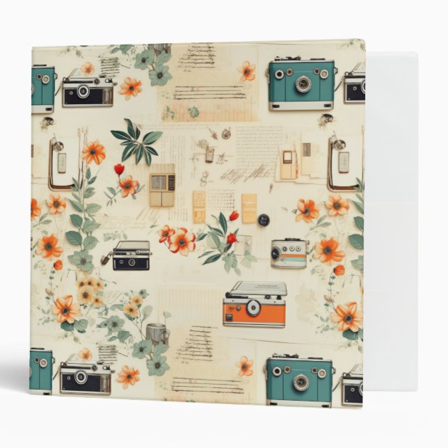 Vintage Floral & Camera Pattern (6) Binder (Front/Inside)