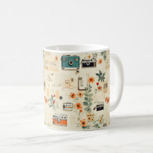 Vintage Floral & Camera Pattern (6) Coffee Mug
