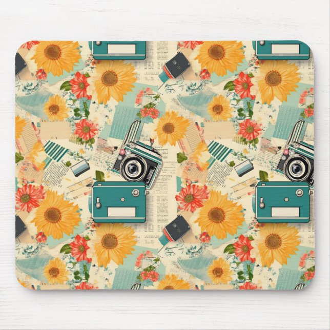 Vintage Floral & Camera Pattern (8) Mouse Pad (Front)