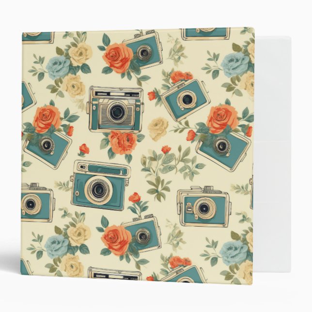 Vintage Floral & Camera Pattern Binder (Front/Inside)