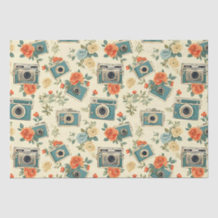 Vintage Floral & Camera Pattern Tissue Paper