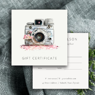 Vintage Floral Camera Photography Gift Certificate