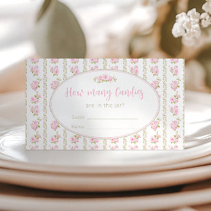 Vintage Floral Candy Jar Baby Shower Game Card