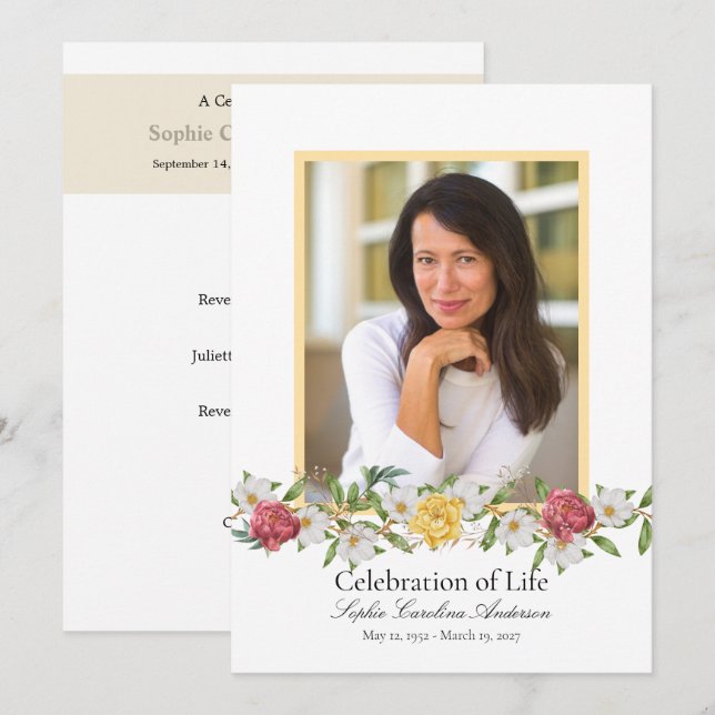 Vintage Floral Celebration of Life Program (Front/Back)
