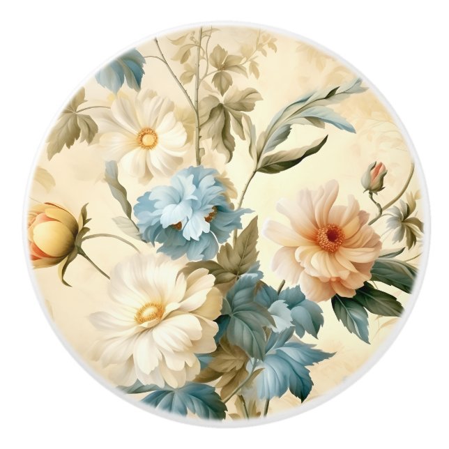 Vintage Floral Ceramic Knob (Front)