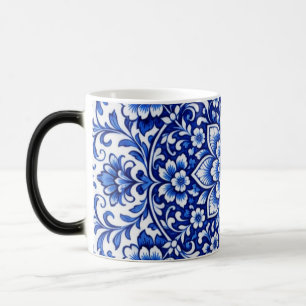 Vintage Floral Ceramic Mug Blue & White Botanica