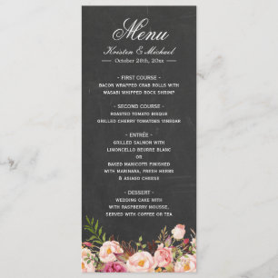 Vintage Floral Chalkboard Easy Edit Mariage Menu