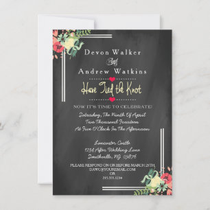 Vintage Floral Chalkboard Post Wedding Invite