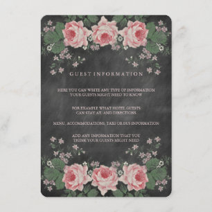 VINTAGE FLORAL CHALKBOARD WEDDING INSERT CARD