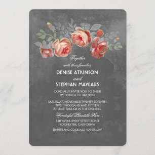 Vintage Floral Chalkboard Wedding Invitation