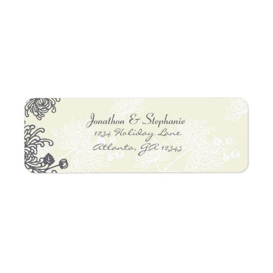 Vintage Floral Charcoal and Ivory Wedding Labels