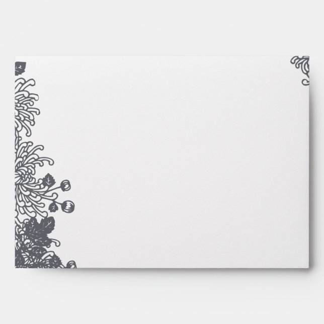 Vintage Floral Charcoal Invitation Envelopes (Front)