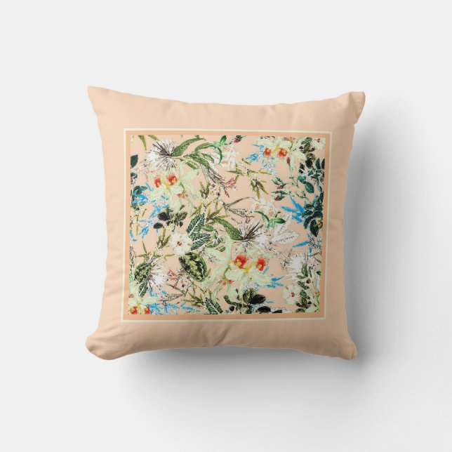Vintage Floral Charm Throw Pillow (Front)