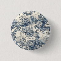 Vintage floral chic Blue toile de jouy monogram