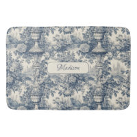 Vintage floral chic Blue toile de jouy monogram