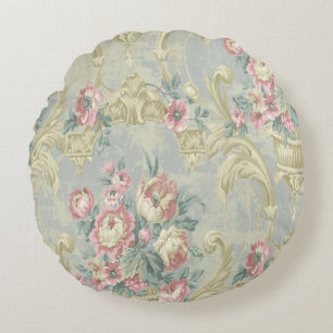 Vintage Floral Chic Round Pillow
