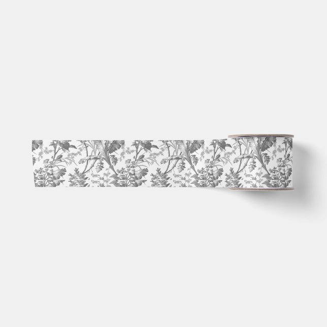 Vintage Floral Chinoiserie Decoupage Satin Ribbon (Front)