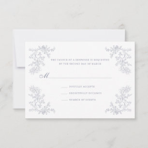 Vintage Floral Chinoiserie Frame Wedding RSVP Card