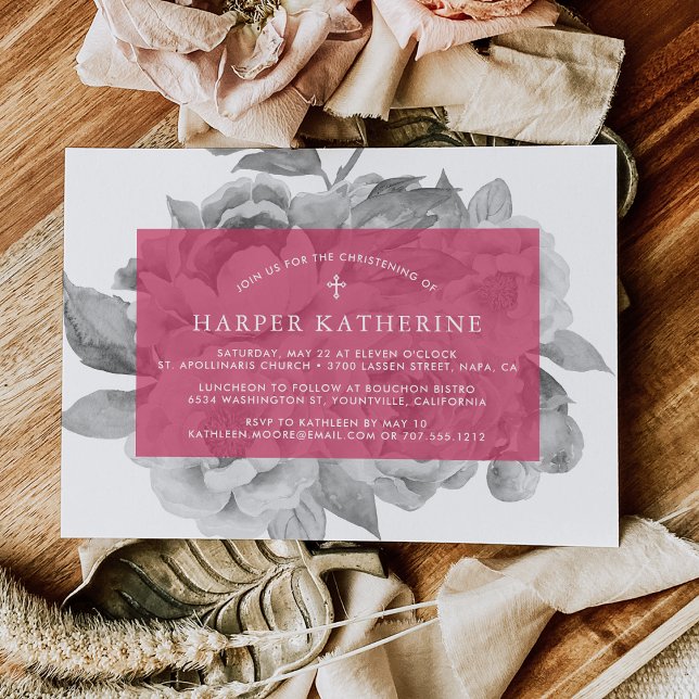 Vintage Floral Christening or Baptism Invitation (Creator Uploaded)