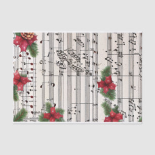 Vintage Floral Christmas Watercolor Music Sheet 