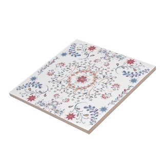 Vintage Floral Circular Monogram  Tile
