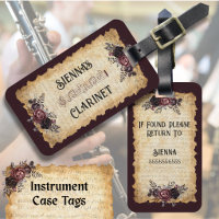 Vintage Floral Clarinet Instrument Case Tag