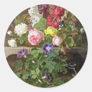 vintage floral classic round sticker