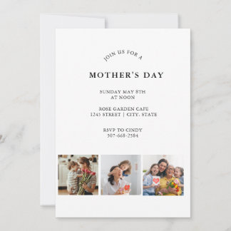 Vintage Floral Collage Photo Mother's Day Invitation
