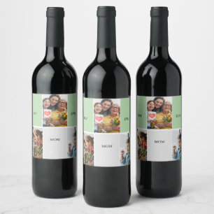 Vintage Floral Collage Photo Mother's Day Wine Label