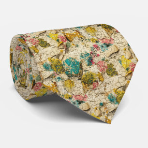 Vintage Floral Collage with Aged Paper Texture Tie