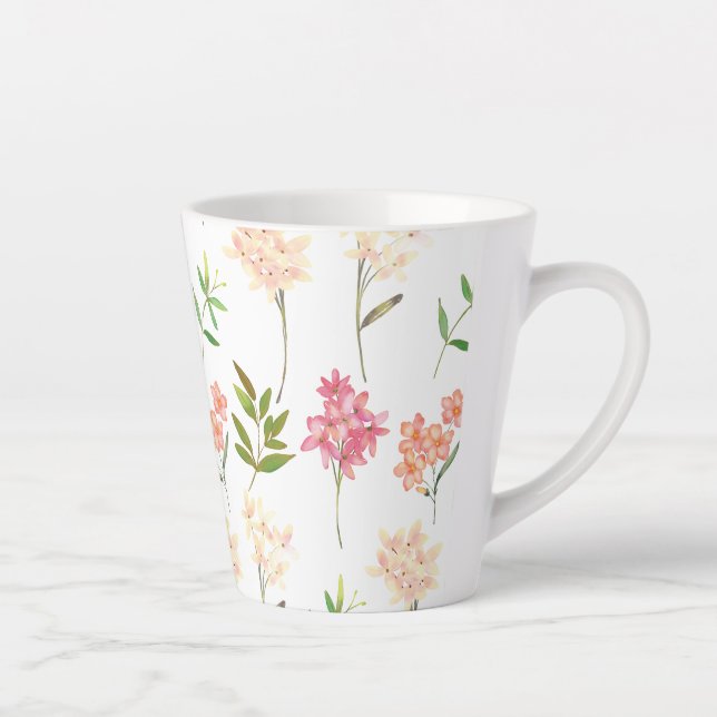 Vintage floral cottage traditional flowers latte mug (Right)