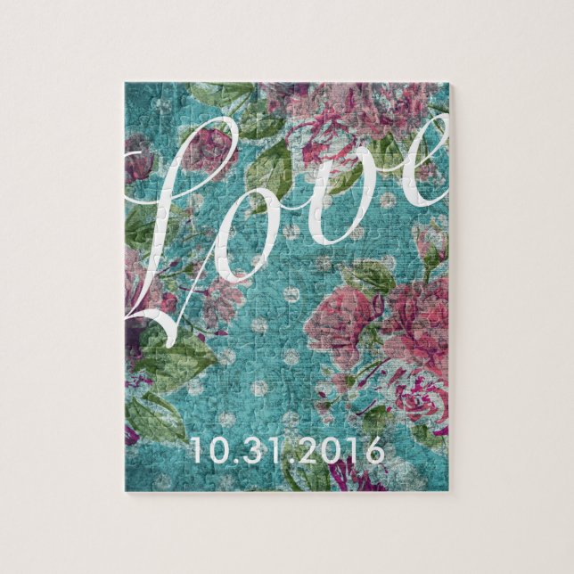 Vintage Floral Custom Date Puzzle (Vertical)