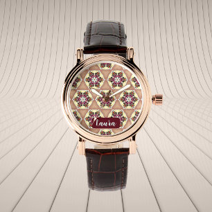 Vintage Floral Custom Name Birthday For Her Chic  Watch