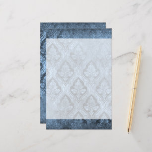 Vintage Floral Custom Paper Stationery - Blue