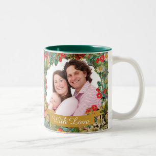 Vintage Floral Custom Photo Personalised Two-Tone Coffee Mug