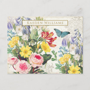 Vintage Floral Custom Text Postcard