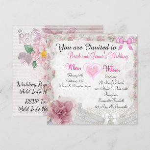 Vintage floral Customized Wedding Invitation