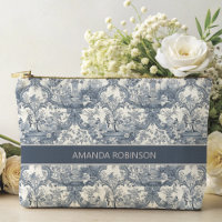 Vintage floral damask Blue toile de jouy monogram