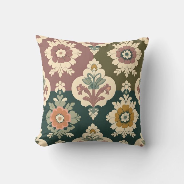 vintage floral design throw pillow (Front)