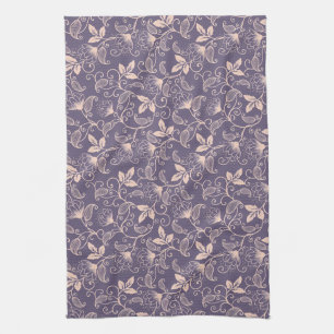 Vintage Floral Design with Swirling Vines Kitchen Towel