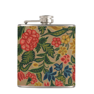 Vintage Floral Designer Garden Artwork Hip Flask