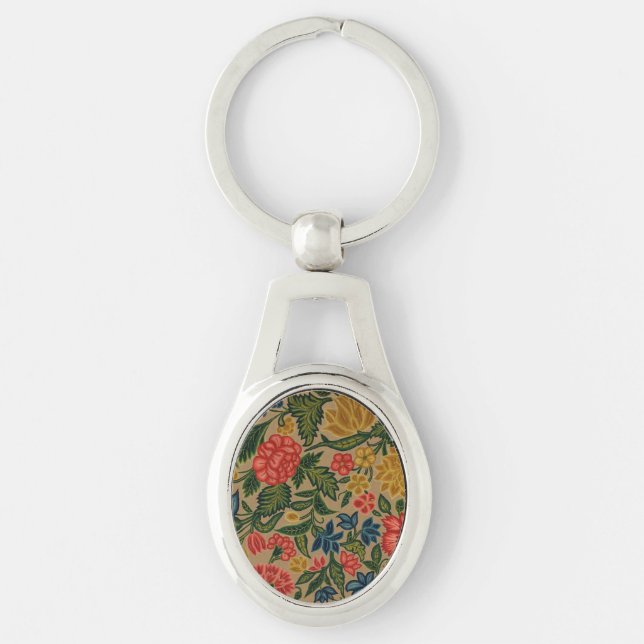Vintage Floral Designer Garden Artwork Keychain (Front)