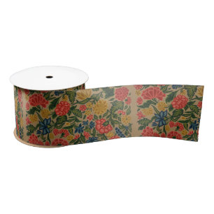 Vintage Floral Designer Garden Artwork Satin Ribbon