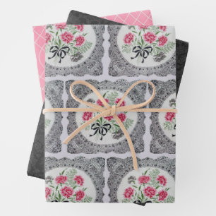Vintage Floral Doily Wrapping Paper Sheets