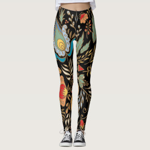 Vintage Floral Doodle: Oriental Design. Leggings