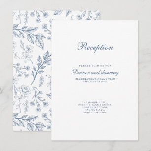 Vintage Floral Dusty Blue Wedding Enclosure Card