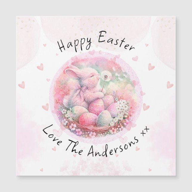 Vintage Floral Easter Bunny Easter Eggs Hearts (Front)
